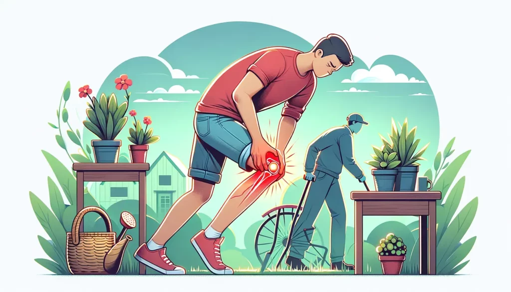 An illustration showing the risks of arthritis due to excessive hobby activities. The image should be wide and memorable, suitable for a feature image