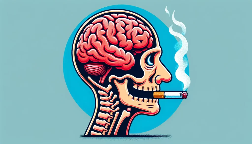 An illustration that symbolizes the impact of smoking on brain health, ideal for use as a representative image. The concept is to visually express how