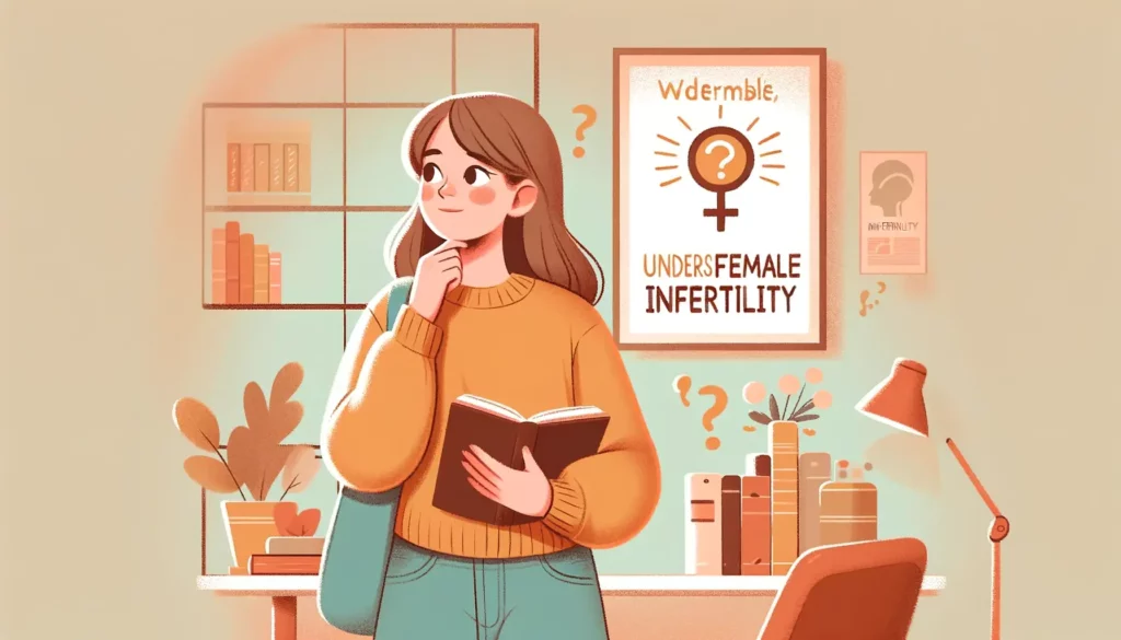 A warm and friendly illustration that captures the concept of someone wondering about the effects of underweight on female infertility. The image shou